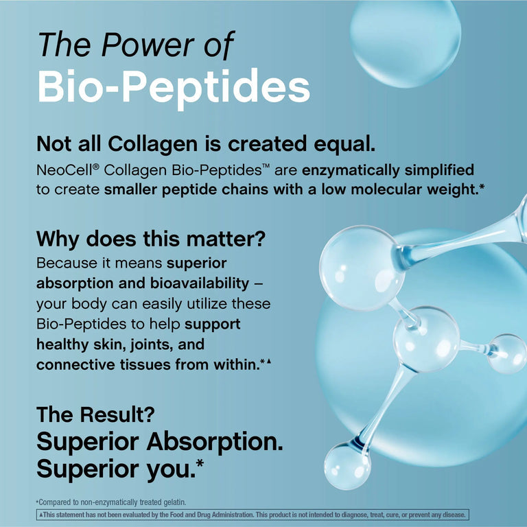 NeoCell Collagen Bio-Peptides Powder |22oz|Super Hair, Skin, and Nails |Superior Absorption | Grassfed ProteinSupplement|Advanced with 18 EssentialAmino Acids