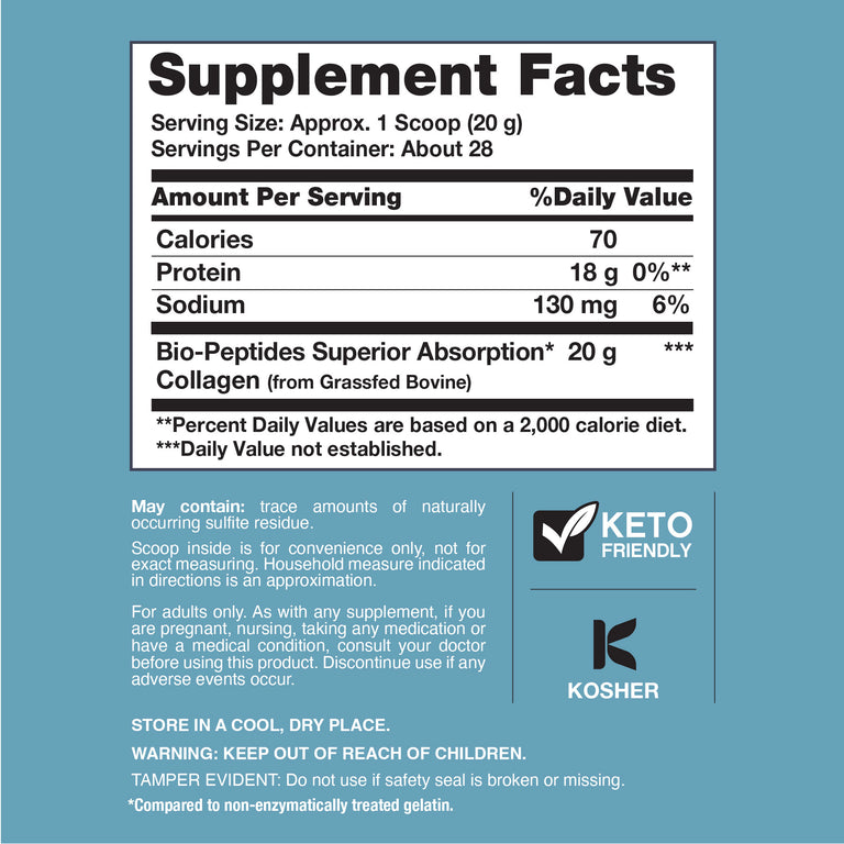 NeoCell Collagen Bio-Peptides Powder |22oz|Super Hair, Skin, and Nails |Superior Absorption | Grassfed ProteinSupplement|Advanced with 18 EssentialAmino Acids