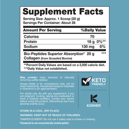 NeoCell Collagen Bio-Peptides Powder |22oz|Super Hair, Skin, and Nails |Superior Absorption | Grassfed ProteinSupplement|Advanced with 18 EssentialAmino Acids
